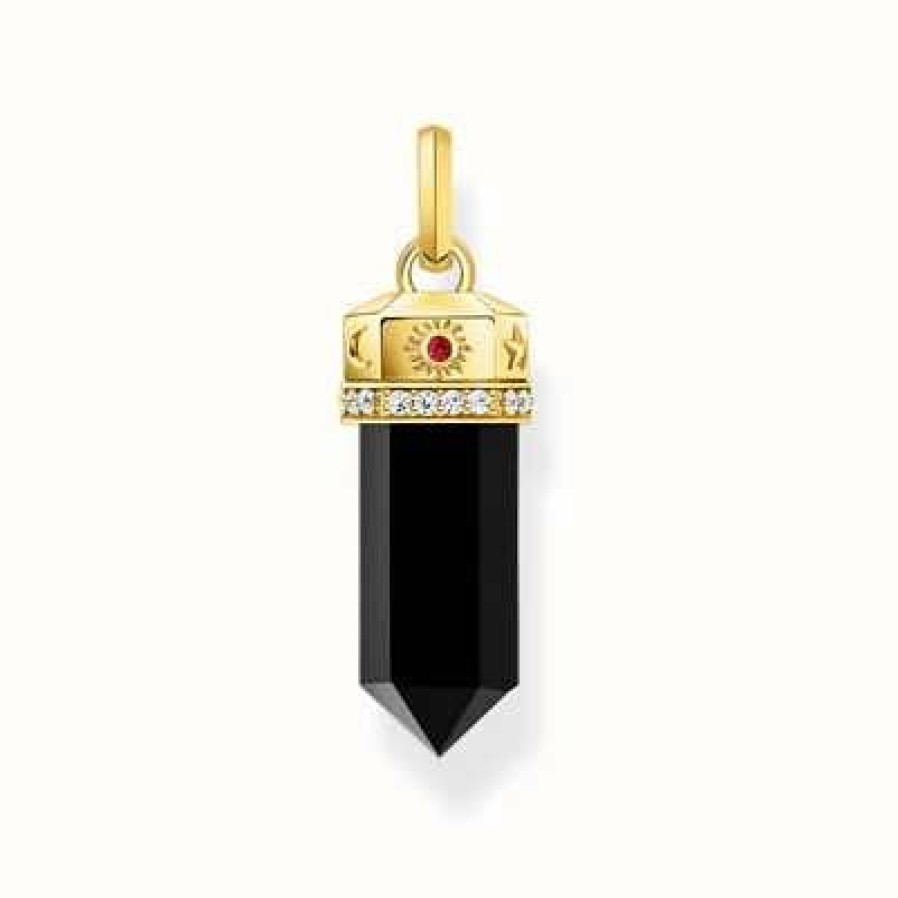 Jewelry Thomas Sabo Jewellery | Thomas Sabo Onyx Hexagon Shape And Stones Yellow Gold Platedant Pend