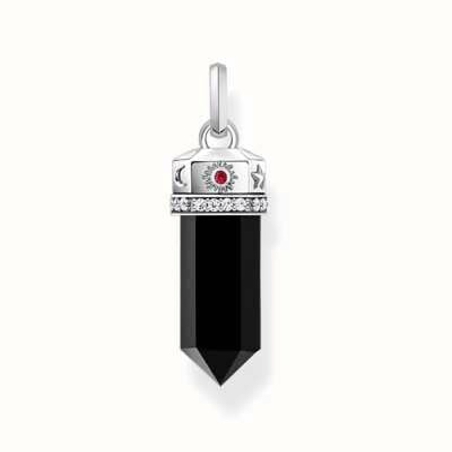 Jewelry Thomas Sabo Jewellery | Thomas Sabo Onyx Hexagon Shape And Stones Silver Blackened Pendant