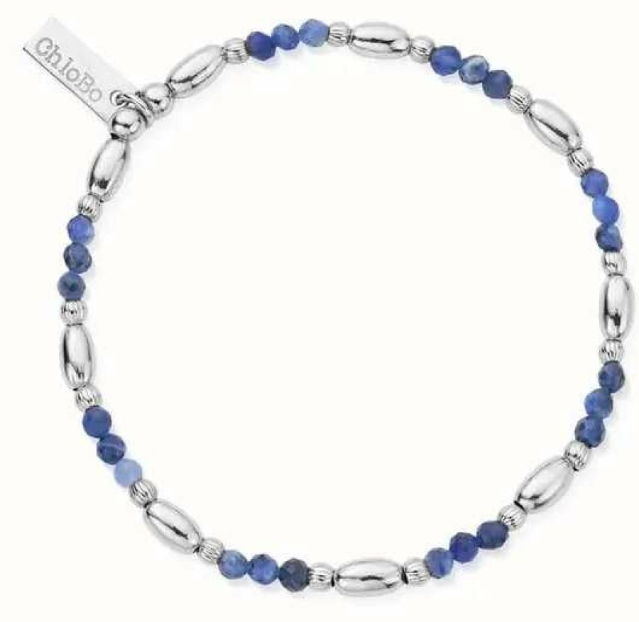 Jewelry ChloBo Jewellery | Chlobo Sterling Silver Blue Beads Balance Sodalite Bracelet