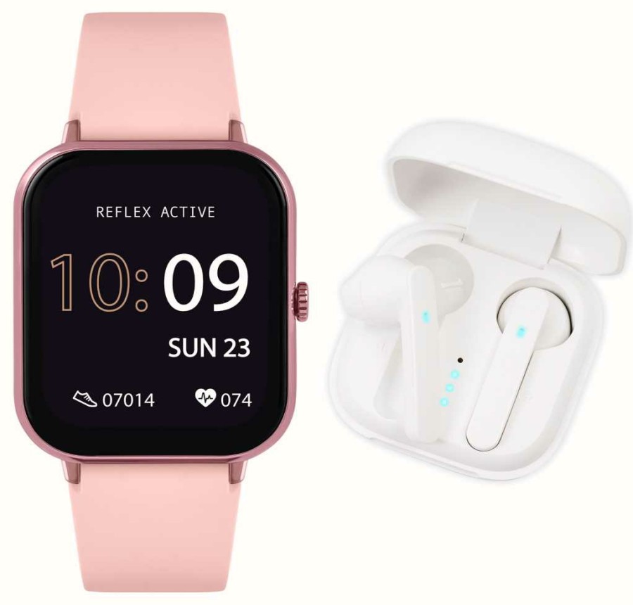 Men'S Reflex Active | Reflex Active Series 17 Multi-Function Smartwatch + Wireless Earbud Set (39Mm) Digital Dial / Pink Silicone