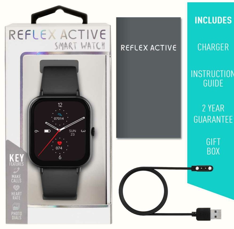 Men'S Reflex Active | Reflex Active Series 23 Multi-Function Smartwatch (39Mm) Digital Dial / Black Silicone