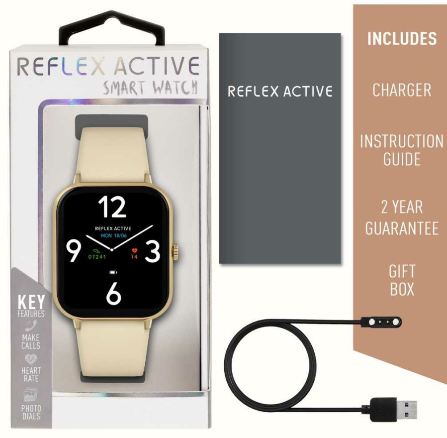 Men'S Reflex Active | Reflex Active Series 23 Multi-Function Smartwatch (39Mm) Digital Dial / Cream Silicone