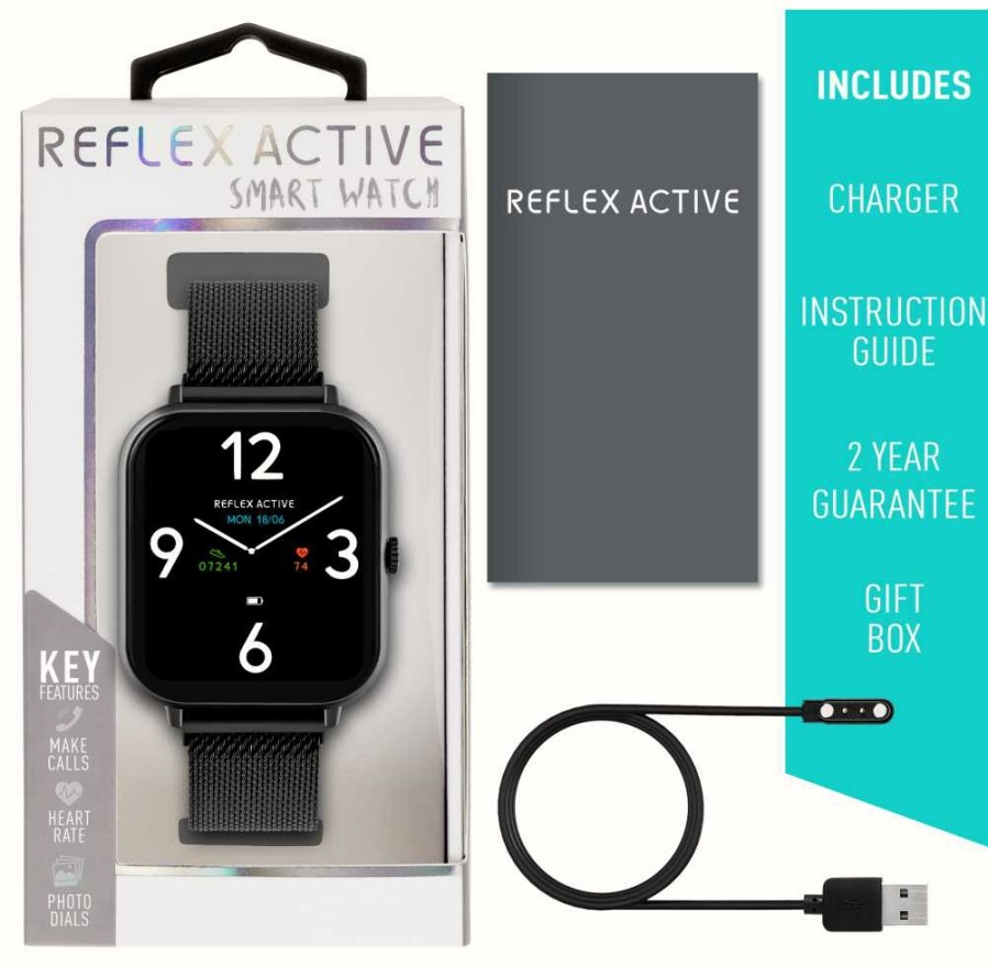 Men'S Reflex Active | Reflex Active Series 23 Multi-Function Smartwatch (39Mm) Digital Dial / Black Pvd Stainless Steel Mesh