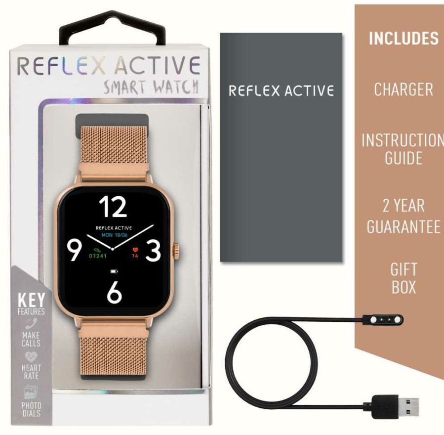 Men'S Reflex Active | Reflex Active Series 23 Multi-Function Smartwatch (39Mm) Digital Dial / Rose-Gold Pvd Stainless Steel Mesh