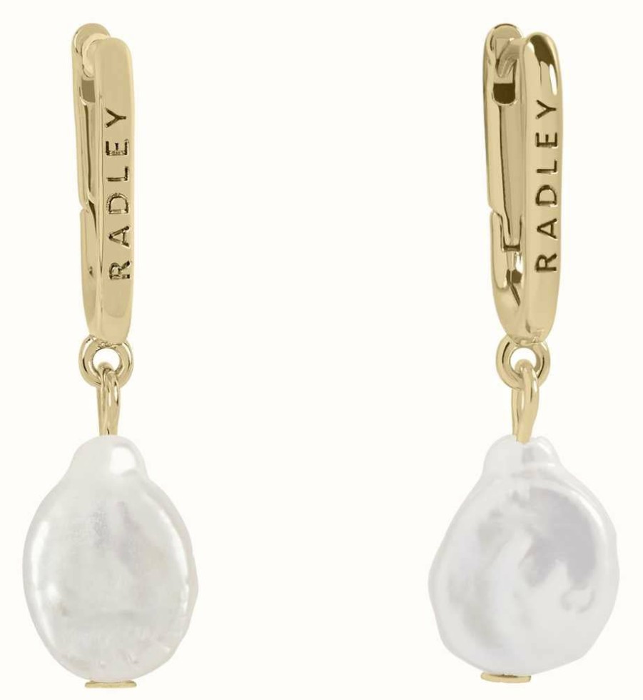 Jewelry Radley Jewellery | Radley Jewellery Princess Street Gold Plated Freshwater Pearl Hoop Earrings