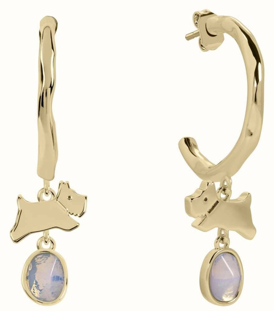 Jewelry Radley Jewellery | Radley Jewellery Sloane Street Gold Plated Moonstone Hoop Stud Earrings