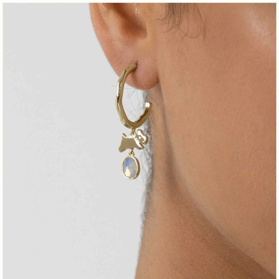 Jewelry Radley Jewellery | Radley Jewellery Sloane Street Gold Plated Moonstone Hoop Stud Earrings