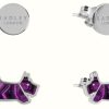 Jewelry Radley Jewellery | Radley Jewellery Silver Plated Round Disc And Purple Malachite Coloured Resin Jumping Dog Twin Set