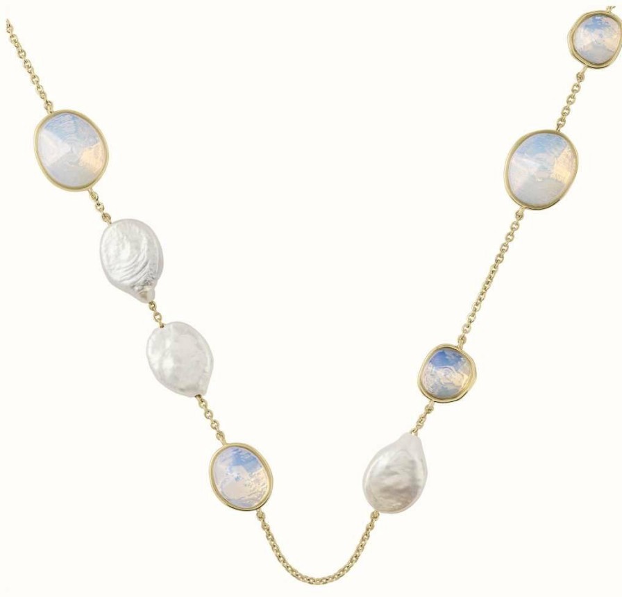 Jewelry Radley Jewellery | Radley Jewellery 18Ct Gold Plated Opal Stone And Pearl Necklace