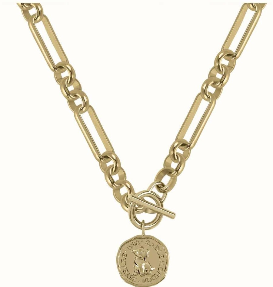 Jewelry Radley Jewellery | Radley Jewellery Gold Plated Signature Penny Hammered Coin Necklace