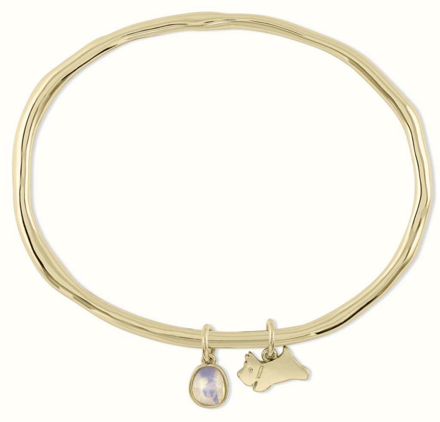 Jewelry Radley Jewellery | Radley Jewellery Gold Plated Sloane Street Moon Stone Jumping Dog Bangle