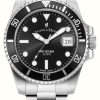 Men'S Jacques Du Manoir | Jacques Du Manoir Pro Scuba (40Mm) Black Dial / Stainless Steel Bracelet