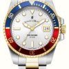 Men'S Jacques Du Manoir | Jacques Du Manoir Pro Scuba (40Mm) Silver Dial / Two-Tone Stainless Steel Bracelet