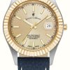 Men'S Jacques Du Manoir | Jacques Du Manoir Inspiration Business (40Mm) Gold Dial / Blue Leather Strap