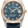 Women'S Jacques Du Manoir | Jacques Du Manoir Inspiration Flower (34Mm) Blue Dial / Blue Leather Strap