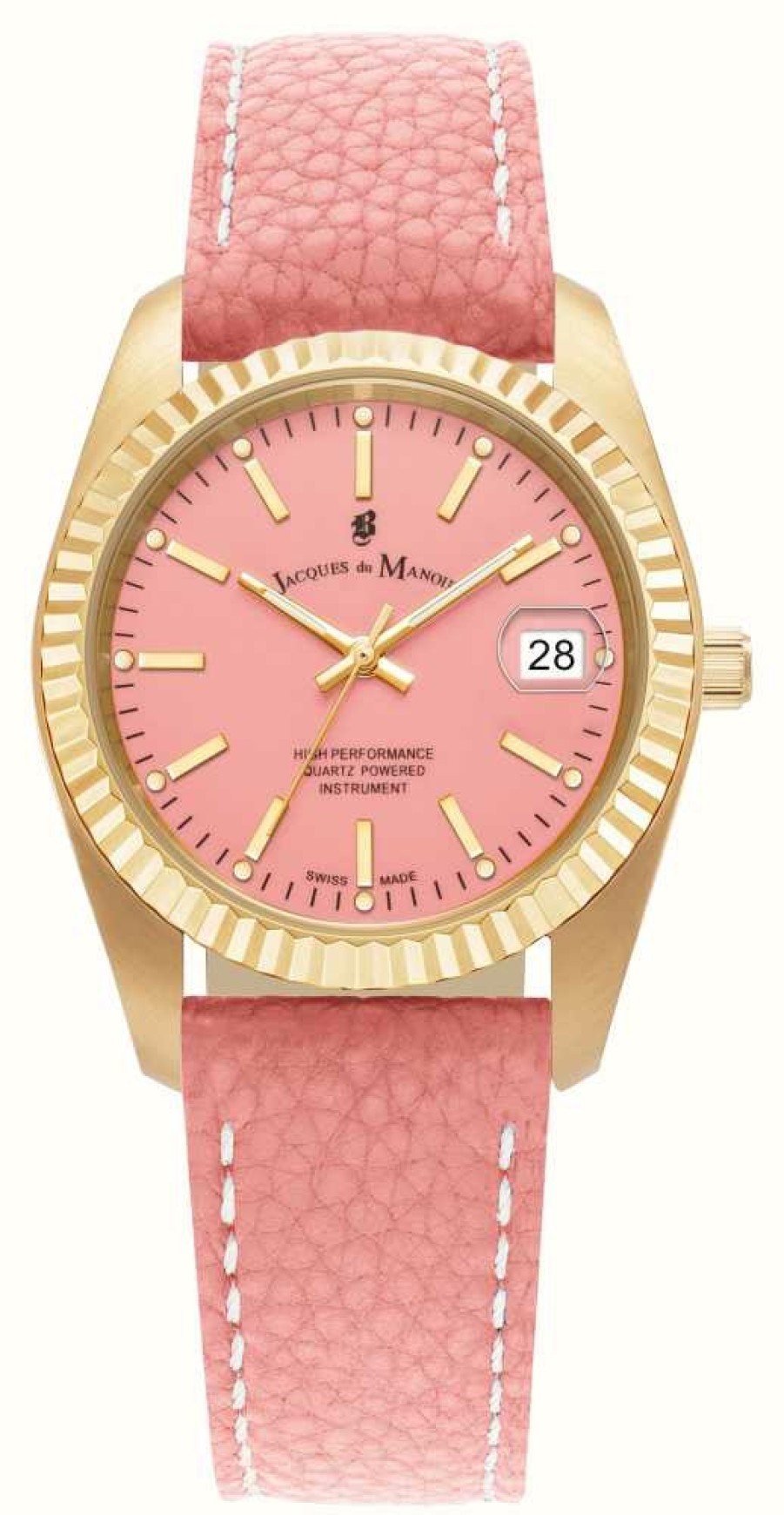 Women'S Jacques Du Manoir | Jacques Du Manoir Inspiration Rainbow (36Mm) Pink Dial / Pink Leather Strap