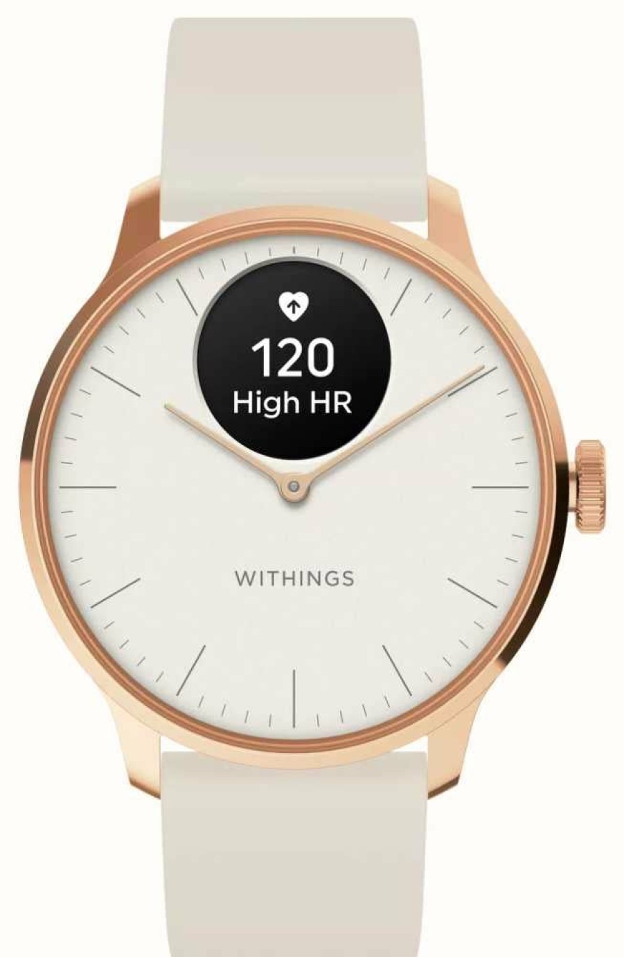 Jewelry Withings | Withings Scanwatch Light - Hybrid Smartwatch (37Mm) White Dial + Rose Gold / White Premium Sport Band