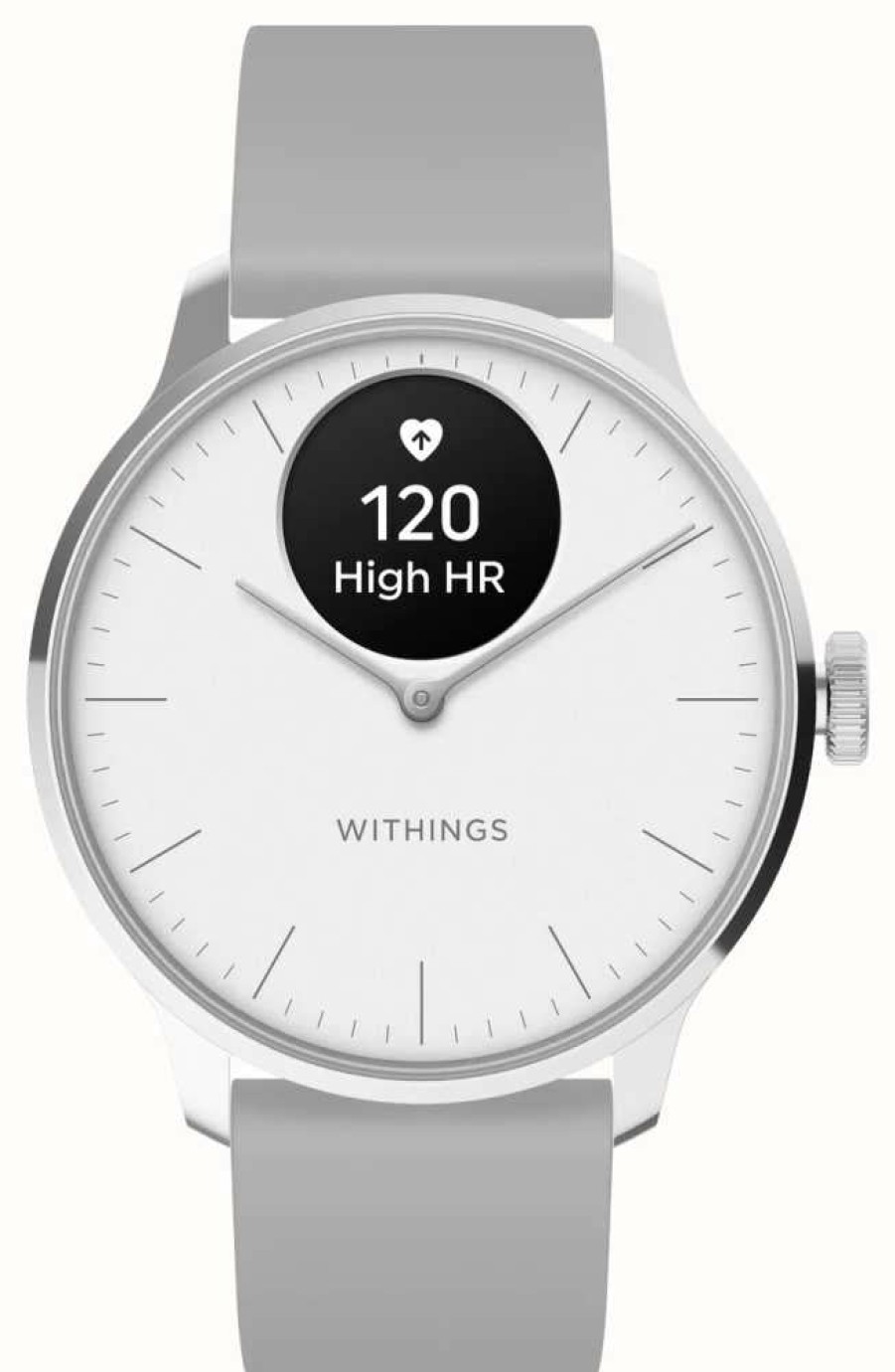 Women'S Withings | Withings Scanwatch Light - Hybrid Smartwatch (37Mm) White Dial / Grey Premium Sport Band