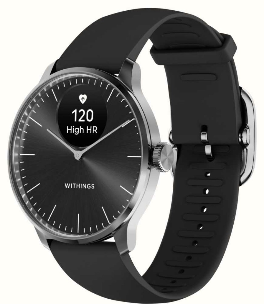 Women'S Withings | Withings Scanwatch Light - Hybrid Smartwatch (37Mm) Black Dial / Black Premium Sport Band