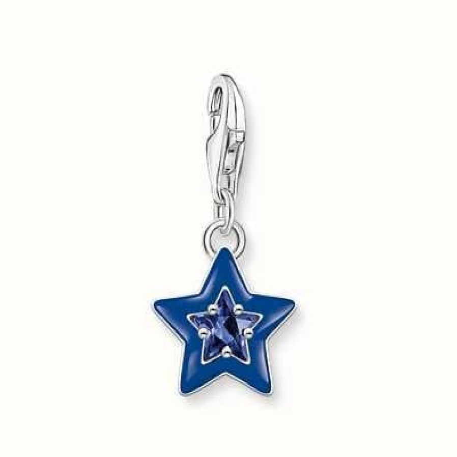 Jewelry Thomas Sabo Jewellery | Thomas Sabo Silver Blue Cold Enamel Sapphire Blue Stone Star Charm