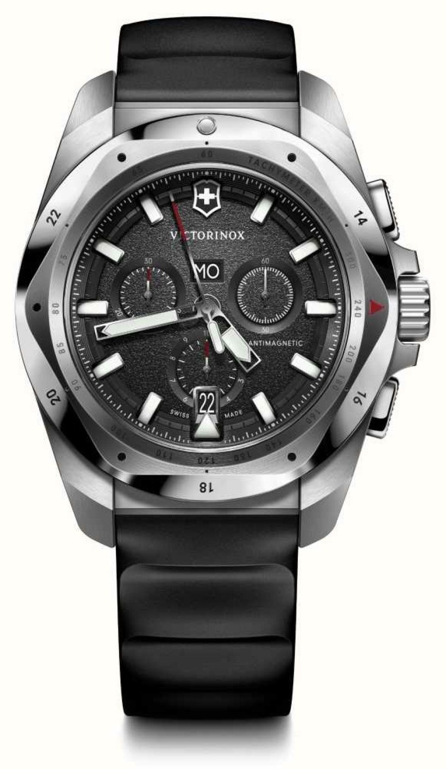 Men'S Victorinox | Victorinox I.N.O.X. Chrono (43Mm) Black Dial / Black Rubber Strap