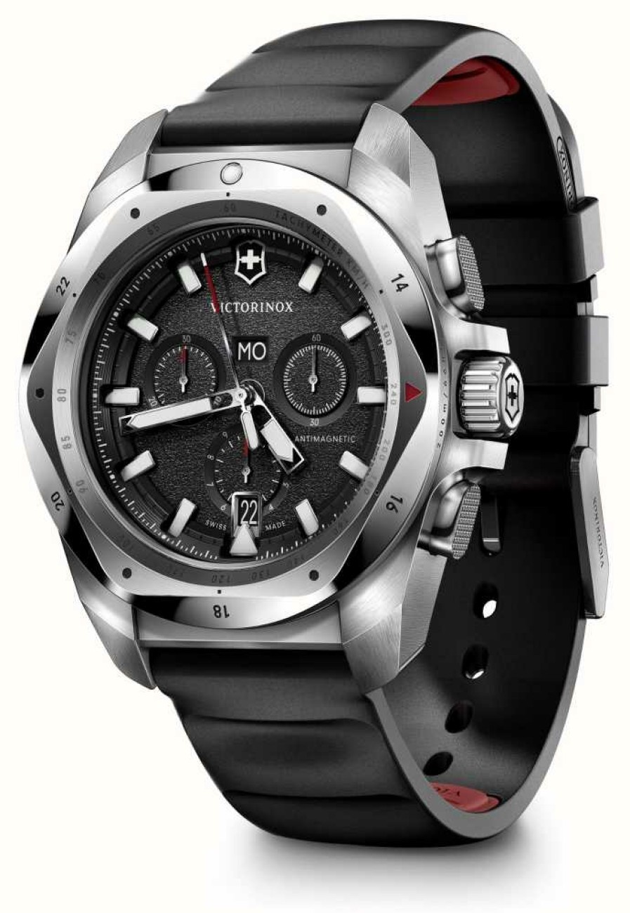 Men'S Victorinox | Victorinox I.N.O.X. Chrono (43Mm) Black Dial / Black Rubber Strap