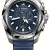 Men'S Victorinox | Victorinox I.N.O.X. Chrono (43Mm) Blue Dial / Blue Rubber Strap