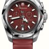 Men'S Victorinox | Victorinox I.N.O.X. Chrono (43Mm) Red Dial / Red Rubber Strap