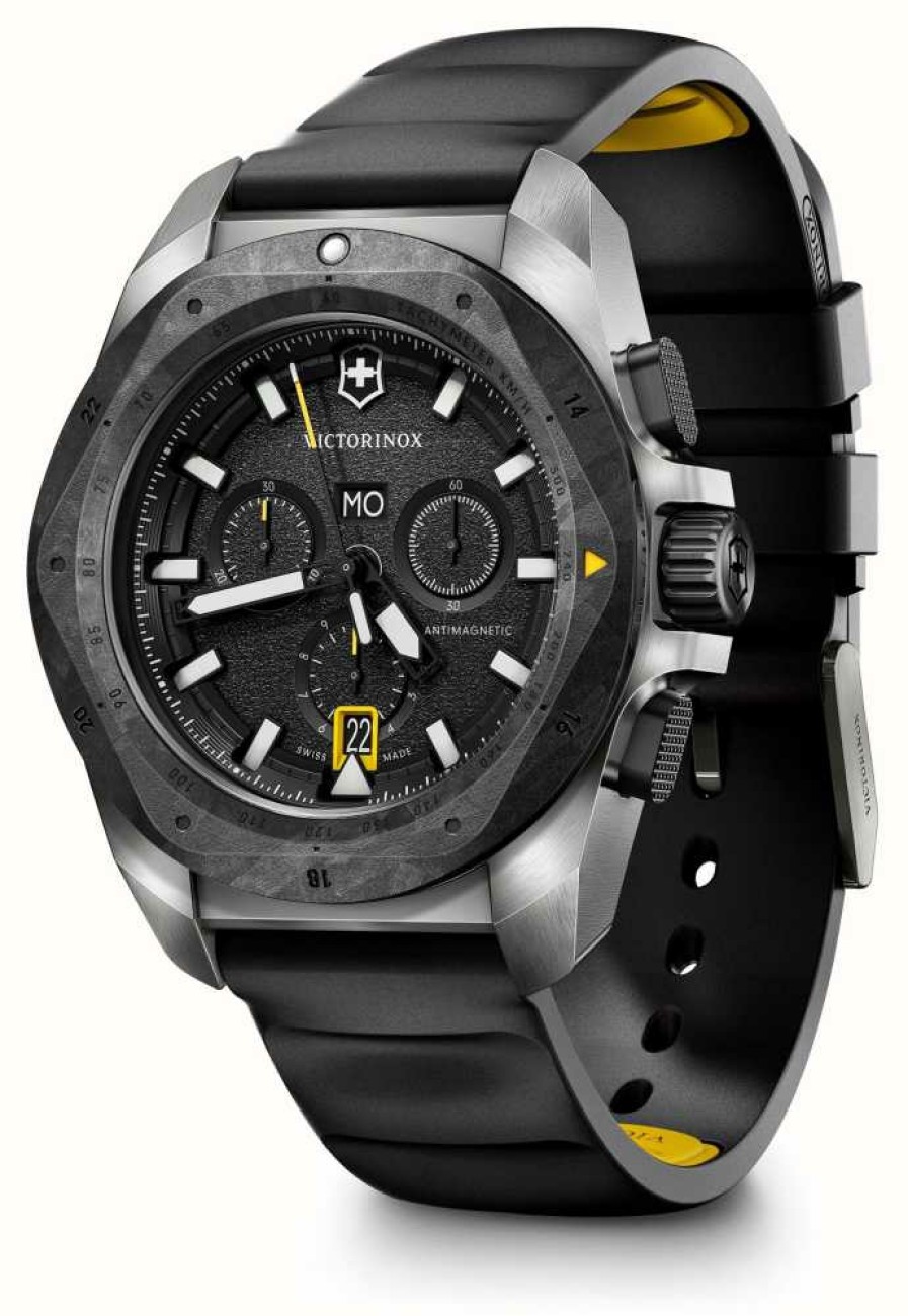 Men'S Victorinox | Victorinox I.N.O.X. Chrono (43Mm) Titanium Case Carbon Bezel / Black Rubber Strap