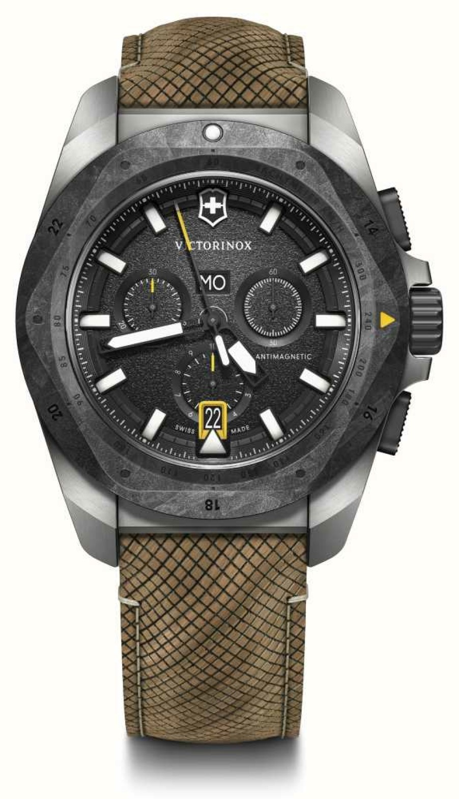 Men'S Victorinox | Victorinox I.N.O.X. Chrono (43Mm) Titanium Case Carbon Bezel / Wood And Rubber Strap Set