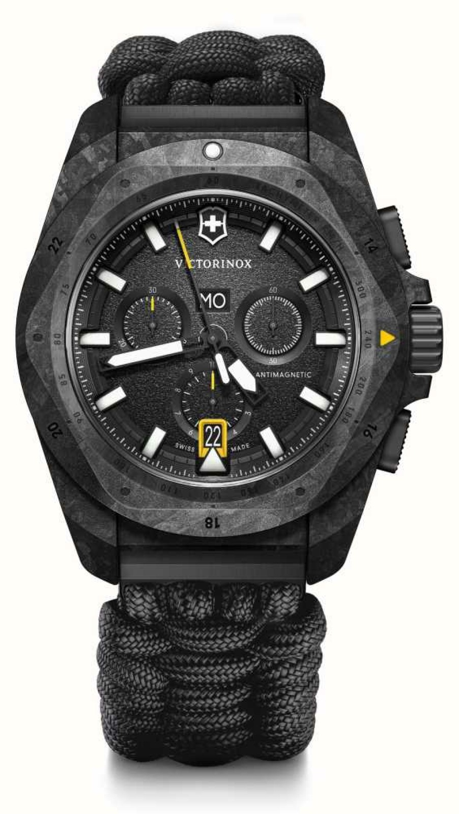 Men'S Victorinox | Victorinox I.N.O.X. Chrono (43Mm) Black Dial Carbon Case / Paracord And Rubber Strap Set