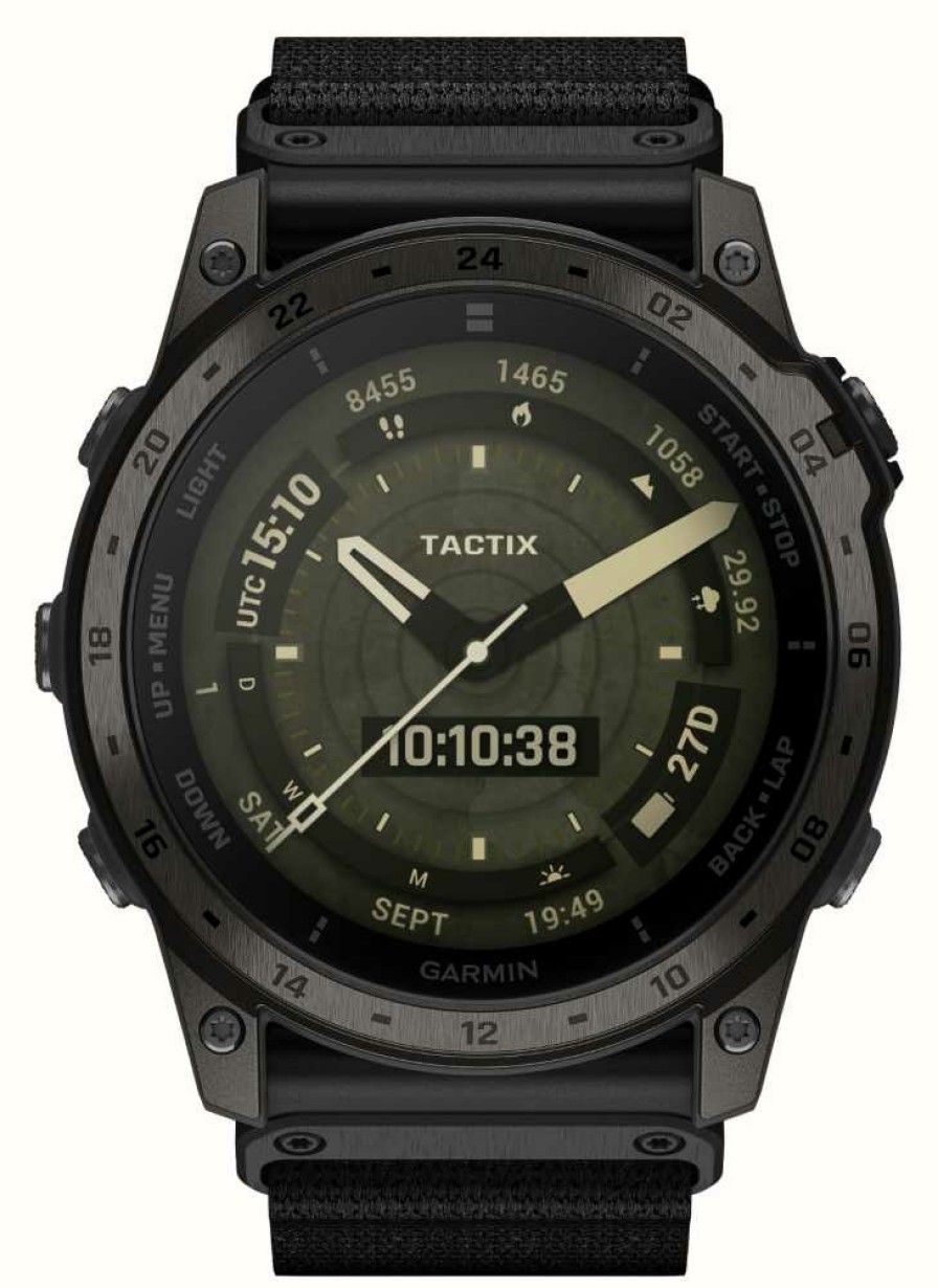 Men'S Garmin | Garmin Tactix 7 Amoled Edition Black Nylon Silicone Strap