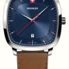 Men'S Wenger | Wenger Men'S Vintage Classic (37Mm) Blue Dial / Brown Smartcycle Strap