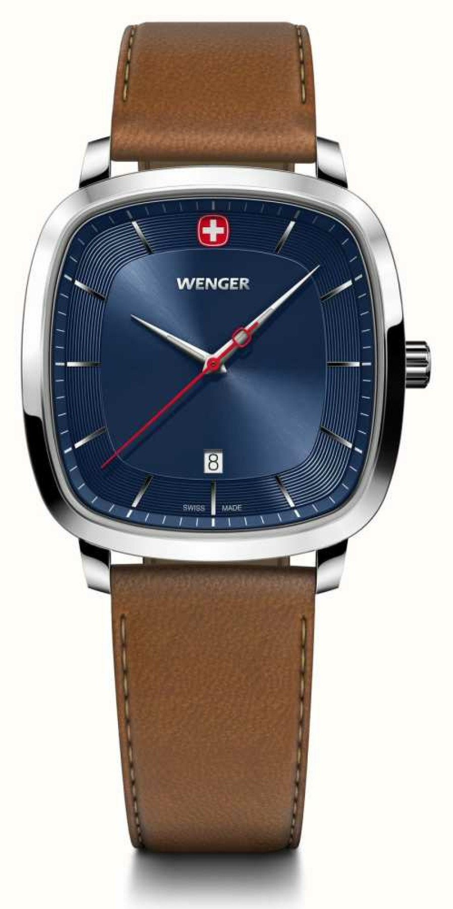 Men'S Wenger | Wenger Men'S Vintage Classic (37Mm) Blue Dial / Brown Smartcycle Strap