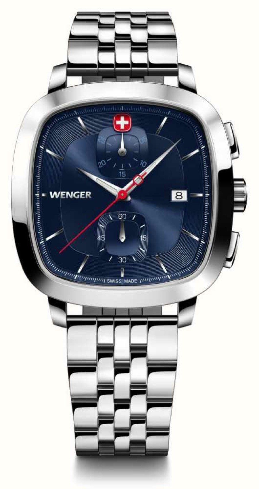 Men'S Wenger | Wenger Men'S Vintage Classic Chrono (40Mm) Blue Dial / Stainless Steel Bracelet