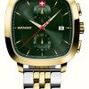 Men'S Wenger | Wenger Men'S Vintage Classic Chrono (40Mm) Green Dial / Two-Tone Stainless Steel Bracelet