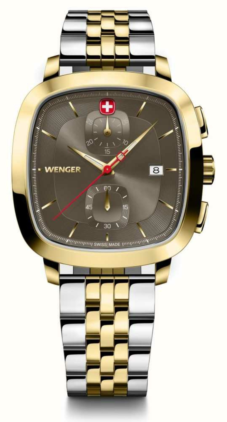 Men'S Wenger | Wenger Men'S Vintage Classic Chrono (40Mm) Brown Dial / Two-Tone Stainless Steel Bracelet