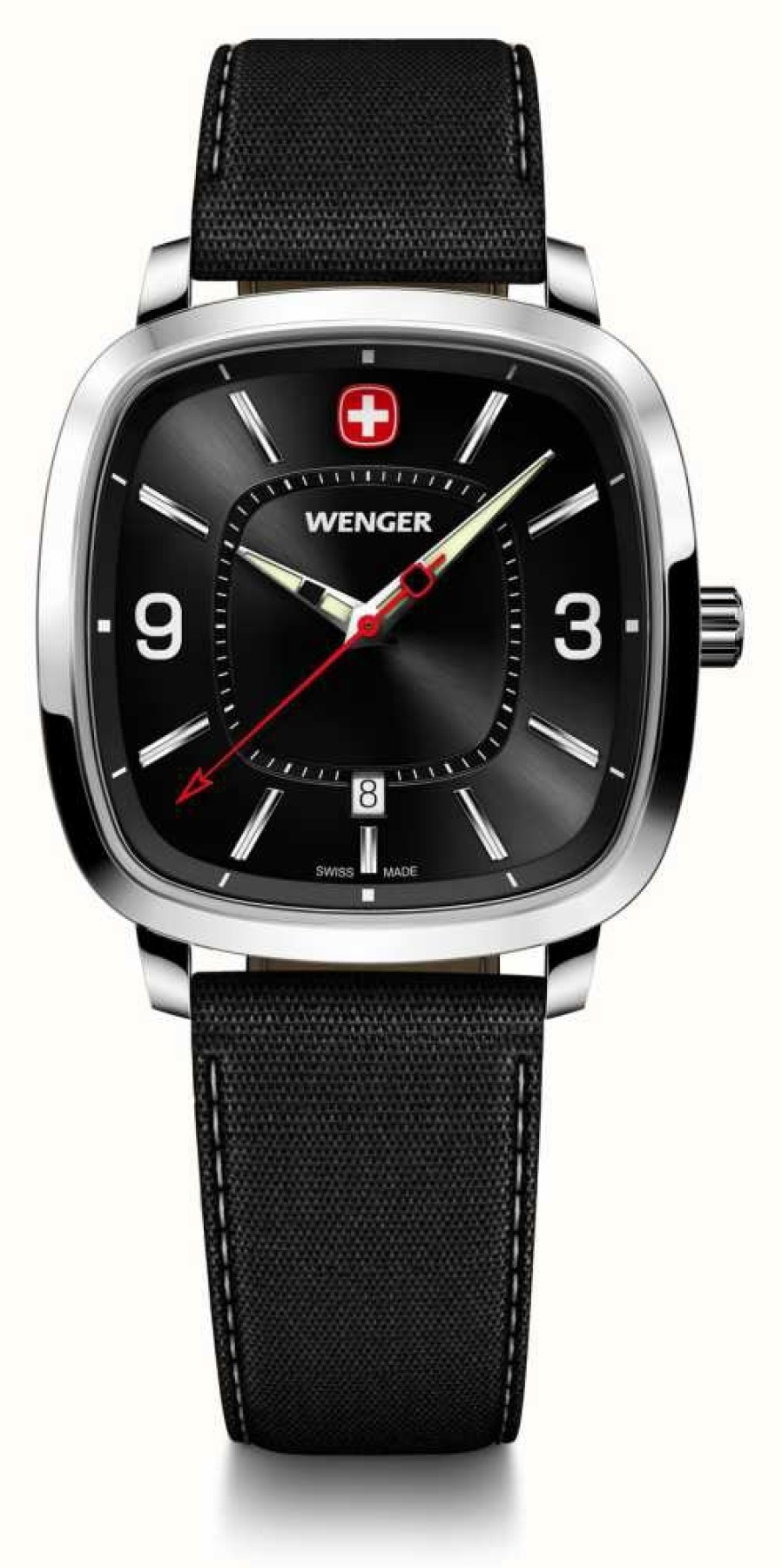 Men'S Wenger | Wenger Men'S Vintage Sport (37Mm) Black Dial / Black Smartcycle Strap