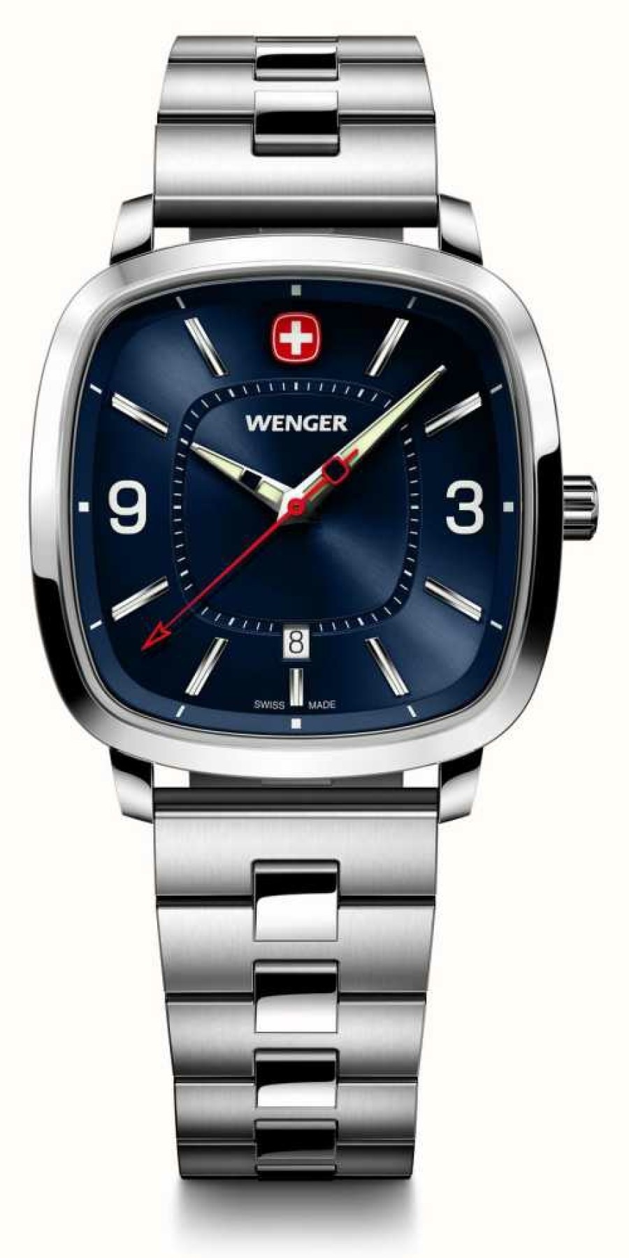 Men'S Wenger | Wenger Men'S Vintage Sport (37Mm) Blue Dial / Stainless Steel Bracelet