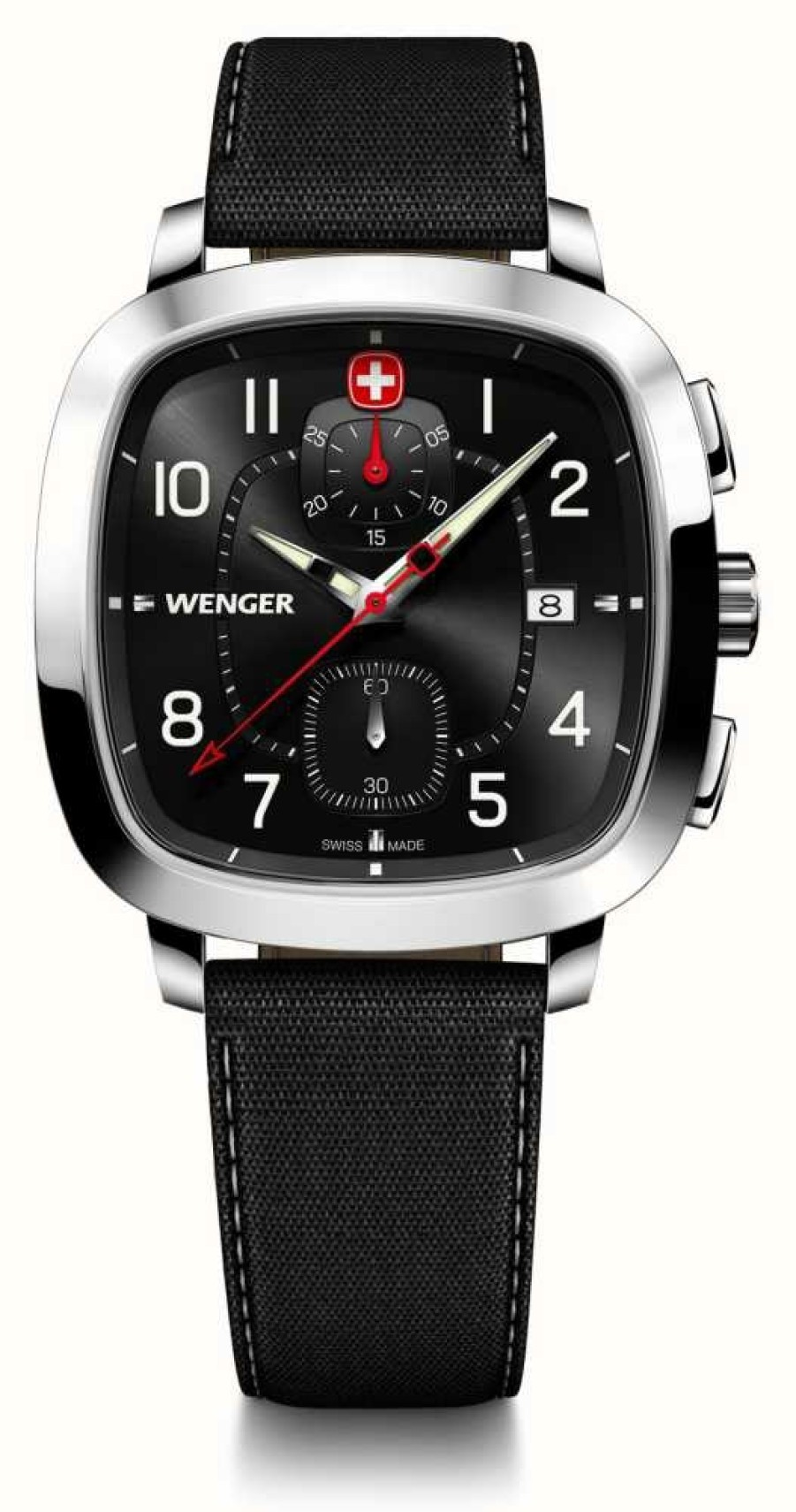 Men'S Wenger | Wenger Men'S Vintage Sport Chrono (40Mm) Black Dial / Black Smartcycle Strap