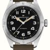 Men'S Hamilton | Hamilton Khaki Field Expedition Automatic (41Mm) Black Dial / Green Leather Strap