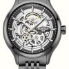 Men'S Roamer | Roamer Competence Skeleton Iv (43Mm) Silver Skeleton Dial / Black Stainless Steel Bracelet