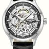 Men'S Roamer | Roamer Competence Skeleton Iv (43Mm) Silver Skeleton Dial / Black Leather Strap