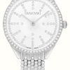 Women'S Swarovski | Swarovski Women'S Attract (30Mm) Silver Dial / Crystal-Set Stainless Steel Bracelet