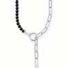 Jewelry Thomas Sabo Jewellery | Thomas Sabo Sterling Silver Onyx Beads White Zirconia Necklace