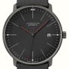 Men'S Junghans | Junghans Max Bill Automatic Bauhaus (38Mm) Black Dial / Black Leather Strap