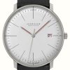 Men'S Junghans | Junghans Max Bill Mega Solar (38Mm) White Dial / Black Leather Strap