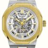 Men'S Rotary | Rotary Regent Skeleton Automatic (40Mm) White Skeleton Dial / Brown Leather