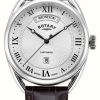 Men'S Rotary | Rotary Men'S Traditional Canterbury (38Mm) Silver Dial / Brown Leather Strap