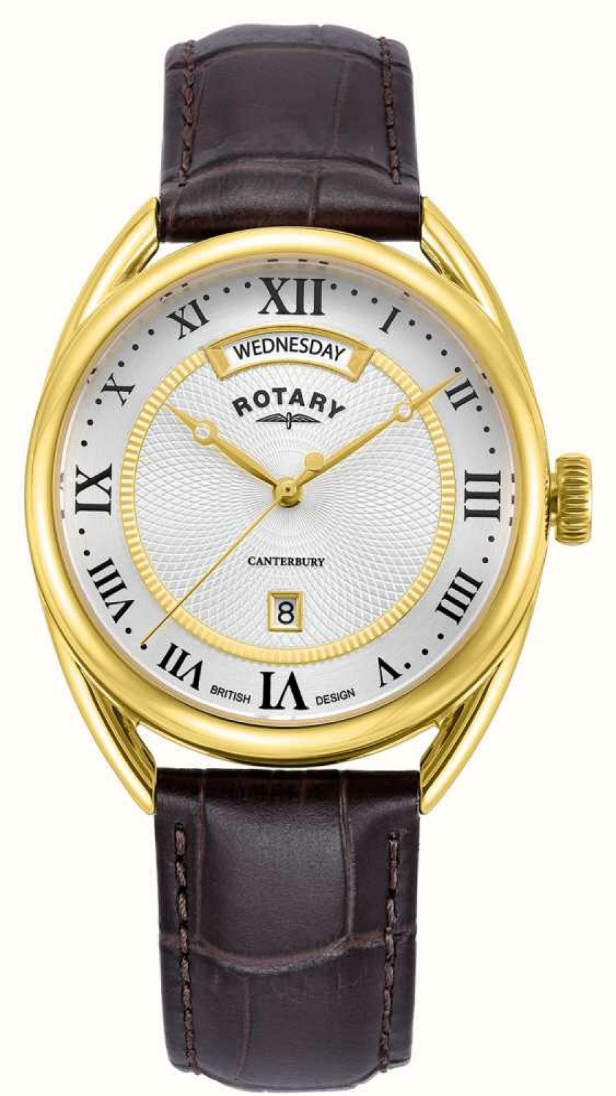 Men'S Rotary | Rotary Men'S Traditional Canterbury (38Mm) White Dial / Brown Leather Strap